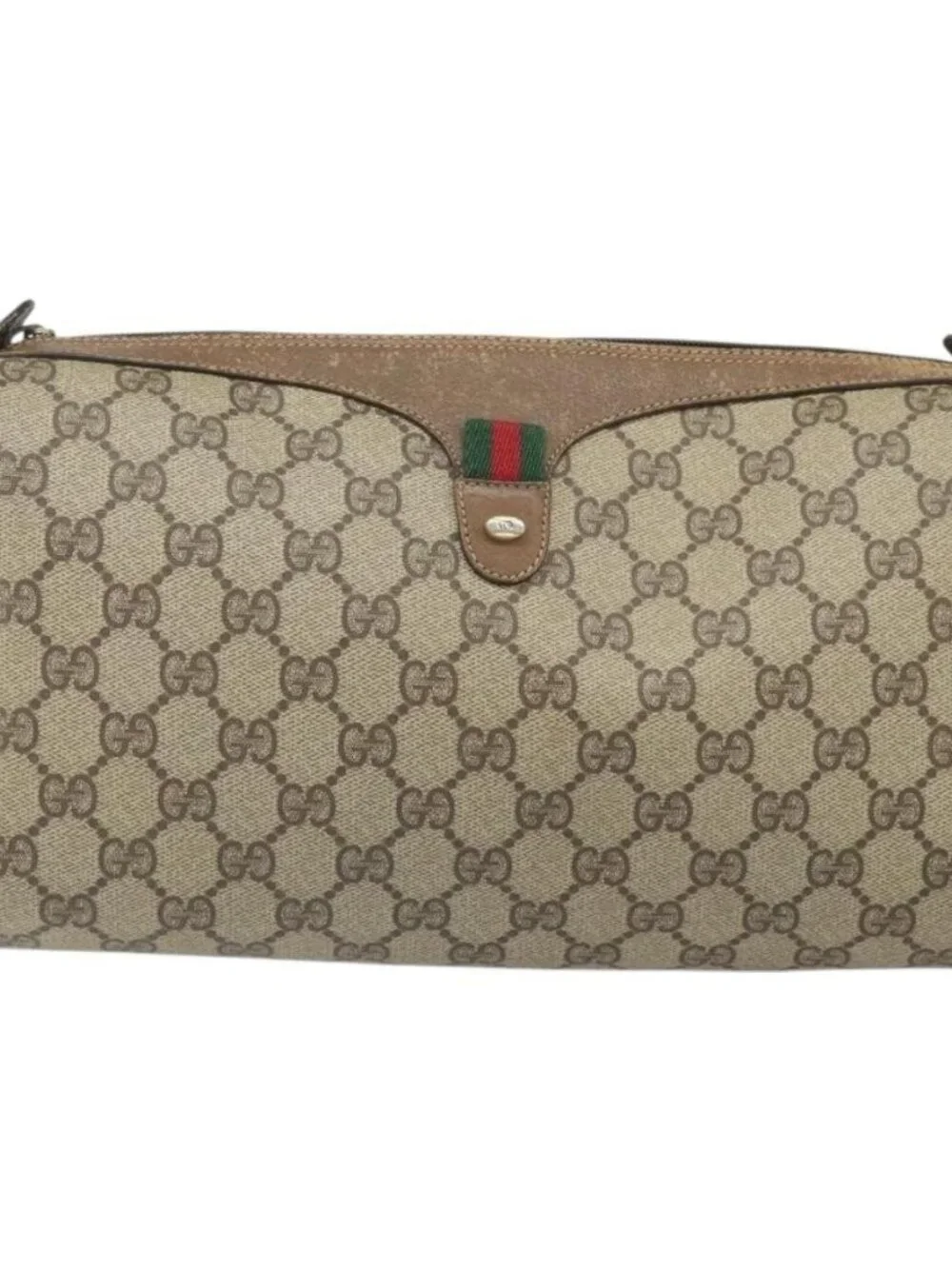 GUCCI GG Supreme Web Sherry Line Bag PVC Beige Gold 89 02 017 Auth 169801 - Picture 2 of 16